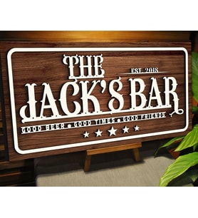 BK Gift Kişiye Özel Kabartma Tasarım Ahşap Bar Tabelası 61cm, Home Bar Tabela, Rustik Ev Dekorasyonu, Duvar Dekoru-1 (Model 5)