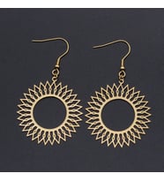 Kişiye Özel 925 Ayar Gümüş Güneş Küpe (Gold)