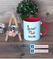 Harika Anne Kupa Bardak Beyaz ve Fotoğraflı Ahşap Anahtarlık Hediye (Model 2)