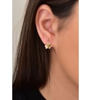 Papatya Silver 925 Ayar Gümüş Rose Kaplama Zirkon Taşlı Frezya Çiçeği Küpe (Yeşil)