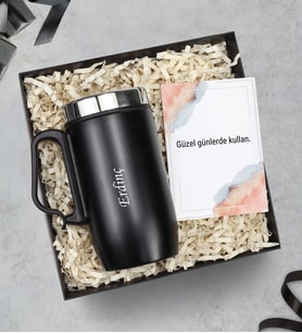 Babalar Gününe Özel Kulplu 280 ML Çelik Termos (Siyah)