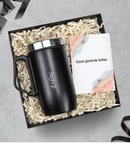 Babalar Gününe Özel Kulplu 280 ML Çelik Termos (Siyah)