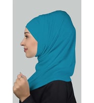 İkili Set Pratik Eşarp Hazır Türban ve Hijab Tesettür Bonesi (Koyu Turkuaz)