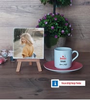 Anestezi Uzmanı Fotoğraflı Dekoratif Taş, Ahşap Altlıklı Türk Kahvesi Fincanı Hediye Anestezi Uzmanına Tıp Bayramı Hediyesi (Model 6)