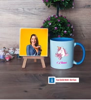 Unicorn Fotoğraflı Dekoratif Taş, Kupa Bardak Beyaz Hediye (Model 4)
