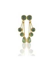 Kadir Jewellery22 Ayar Altın Kaplama Vintage Küpe -El İşçiliği Ve Hipoalerjenik Küpe (Açık Yeşil)
