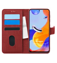 Microsonic Xiaomi Redmi Note 12 Pro 4G Kılıf Fabric Book Wallet Siyah (Kırmızı)