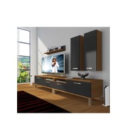 Decoraktiv Eko 5220d Mdf Krom Ayaklı Tv Ünitesi Tv Sehpası (Siyah - Ceviz)