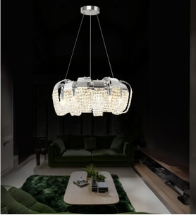 Mirella 60'lik Taşlı Avize Zarif Taşlı Modern Salon Oturma Odası Avize (Krom)