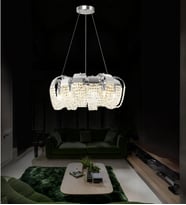 Mirella 60'lik Taşlı Avize Zarif Taşlı Modern Salon Oturma Odası Avize (Krom)