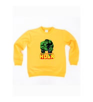 Hulk baskılı pamuklu kumaş çocuk sweatshirt (Sarı)