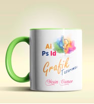 Kişiye Özel Grafik Tasarımcı Tasarımlı Turuncu Kupa Bardak (Yeşil)