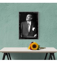 Mustafa Kemal Atatürk Ahşap Retro Vintage Poster28 x 20 (Kırmızı)
