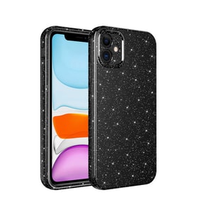Xiaomi Redmi Note 9S Kılıf Kamera Korumalı Simli Lüks Işıltılı Silikon (Siyah)