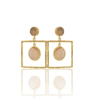 Kadir Jewellery 22 Ayar Altın Kaplama Kadın Sallantılı Küpe -El İşçiliği Ve Hipoalerjenik Küpe-E85 (Turuncu)