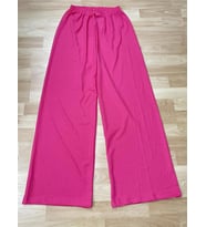 Betimoda Kadın Beli Lastikli Bol Paça Oversize Bürümcük Kumaş Uzun Hardal Pantolon (Pembe)