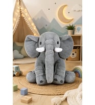 Uyku Arkadaşım Fil Peluş Fil 90 cm Dev Boy (Gri)