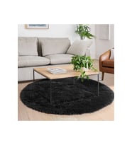 Rovigo Home Yuvarlak  Tüy Dökmez Tavşan Tüyü Post Halı Camel RVG6004YV 80x80 cm (Siyah)