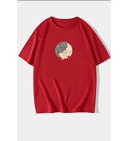 Unisex Kedi Baskılı T-shirt (Kırmızı)
