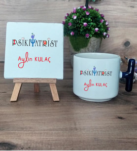 Psikiyatrist Hediye Seti Kupa Bardak T Kulplu ve Dekoratif Taş Psikiyatriste Hediye (Model 2)