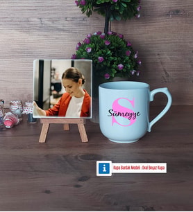 Baş Harf ve İsim Fotoğraflı Dekoratif Taş, Kupa Bardak Beyaz Hediye (Model 5)