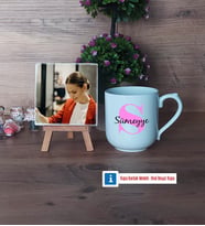 Baş Harf ve İsim Fotoğraflı Dekoratif Taş, Kupa Bardak Beyaz Hediye (Model 5)