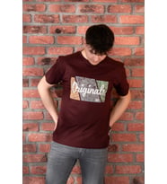 FBI JEANS DESENLİ SLİMFİT PAMUKLU ERKEK T-SHİRT (Bordo)