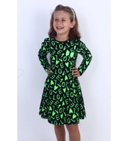 Toontoy Kız Çocuk Love Baskılı Elbise (Lacivert)