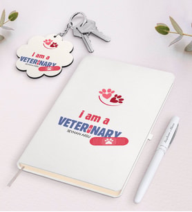 BK Gift Kişiye Özel Veteriner Hekim Siyah Defter Kalem Ve Anahtarlık Hediye Seti-1 (Model 2)
