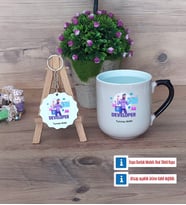 Developer Kupa Bardak Kırmızı ve Ahşap Anahtarlık Hediye (Model 9)