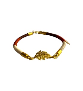 Handcraftedbyoz, Kadın, Etnik, Bohem, El yapımı, Kahve Yaprak Kolye, Bileklik, Küpe Seti (Gold)