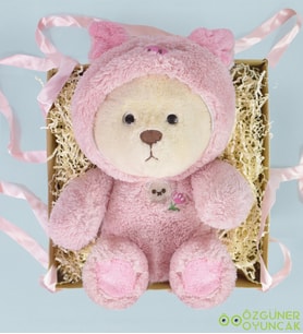 Pufi Tavşan: Yumuşak ve Eğlenceli Peluş Eğlencesi 45 cm Hediye Kutulu (Pembe)