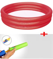 Su Pompalı-Bestway 51025, 3 Boğum Şişme Çocuk Havuzu, 122x25cm (Kırmızı)