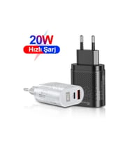 Uslion 20w Usb Qc3.0 Şarj Pd3.0 Hızlı Şarj Aleti Şarj Başlık Beyaz (Siyah)
