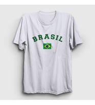 Presmono Unisex Siyah Brasil Brazil Brezilya Bayrağı T-Shirt