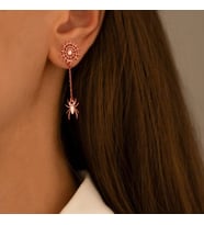 Kişiye Özel 925 Ayar Gümüş Örümcek Ağı ve Örümcek Küpe (Rose)