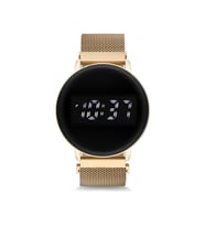 Spectrum Mıknatıslı Hasır Kordon Dijital Unisex Saat (Gold)
