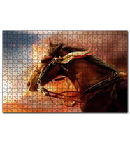 Cakapuzzle Kızıl Bulutlar Koşan Kahverengi At Görseli  Puzzle Yapboz MDF (Ahşap) (255 Parça)