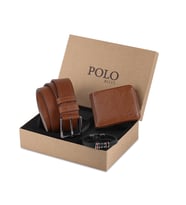 Polo Rucci Kutulu Erkek Bileklik Kemer Cüzdan Hediye Seti SETE-3016-B (Taba)