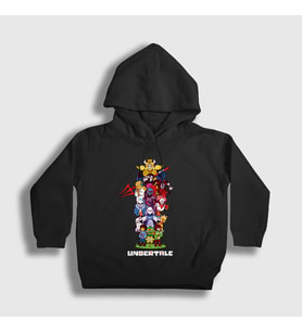 Presmono Unisex Çocuk Kırmızı All Undertale Kapüşonlu Sweatshirt 31643tt (Siyah)