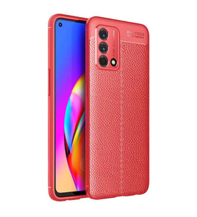Oppo A74 4G Kılıf Zore Niss Deri Desenli Silikon Kılıf (Kırmızı)