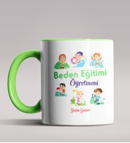 Kişiye Özel Beden Eğitimi Öğretmeni Tasarımlı Siyah Renk Kupa 2 (Yeşil)