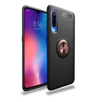 Xiaomi Mi 9 Lite Kılıf Yüzüklü Magnetli Ravel Case (Siyah-Rose Gold)
