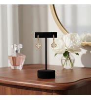 VAN CLEEF KÜPE GOLD RENK YEŞİL,BEYAZ VE SİYAH TAŞLI 4 YAPRAKLI YONCA KÜPE 925 AYAR GÜMÜŞ (Beyaz)