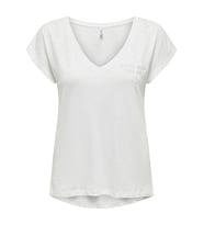Only Kadın V-Yaka İşlemeli T-shirt - 15320529 (Mavi)