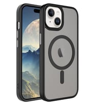 Apple iPhone 15 Plus Kılıf Mat Arka Yüzey Wireless Şarj Özellikli Flet Magsafe Kılıf (Siyah)