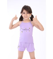 Toontoy Kız Bebek Baskılı Şortlu Takım (Lila)