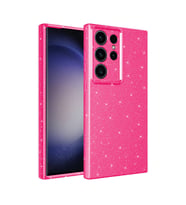 Galaxy S24 Ultra Kılıf Kamera Korumalı Simli Lüks Koton Kılıf (Koyu Pembe)