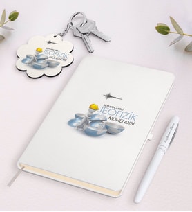 BK Gift Kişiye Özel Jeofizik Mühendisi Siyah Defter Kalem Ve Anahtarlık Hediye Seti (Model 2)