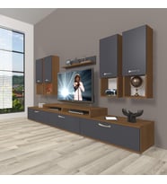 Decoraktiv Ekoflex 8da Mdf Tv Ünitesi Tv Sehpası (Antrasit - Ceviz)